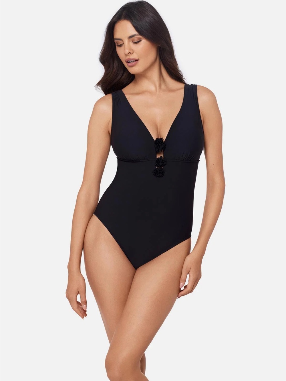 NWT Magicsuit Wallis One Piece Black Ruffle Swimsuit Size 14